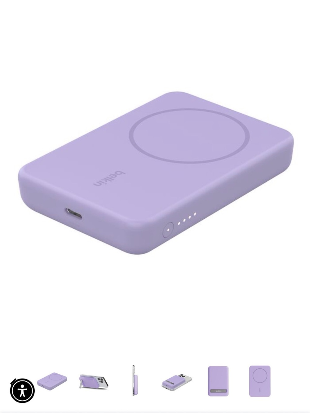 Belkin Portable magnetic Power Bank - Light Purple